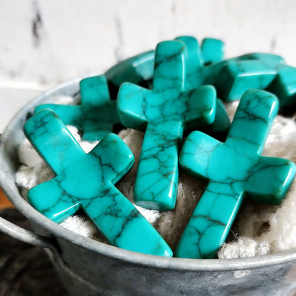 (🎁Last Day 49% OFF)✝️🍀Natural Turquoise Pocket Cross: Handcrafted for Peace & Serenity❤️